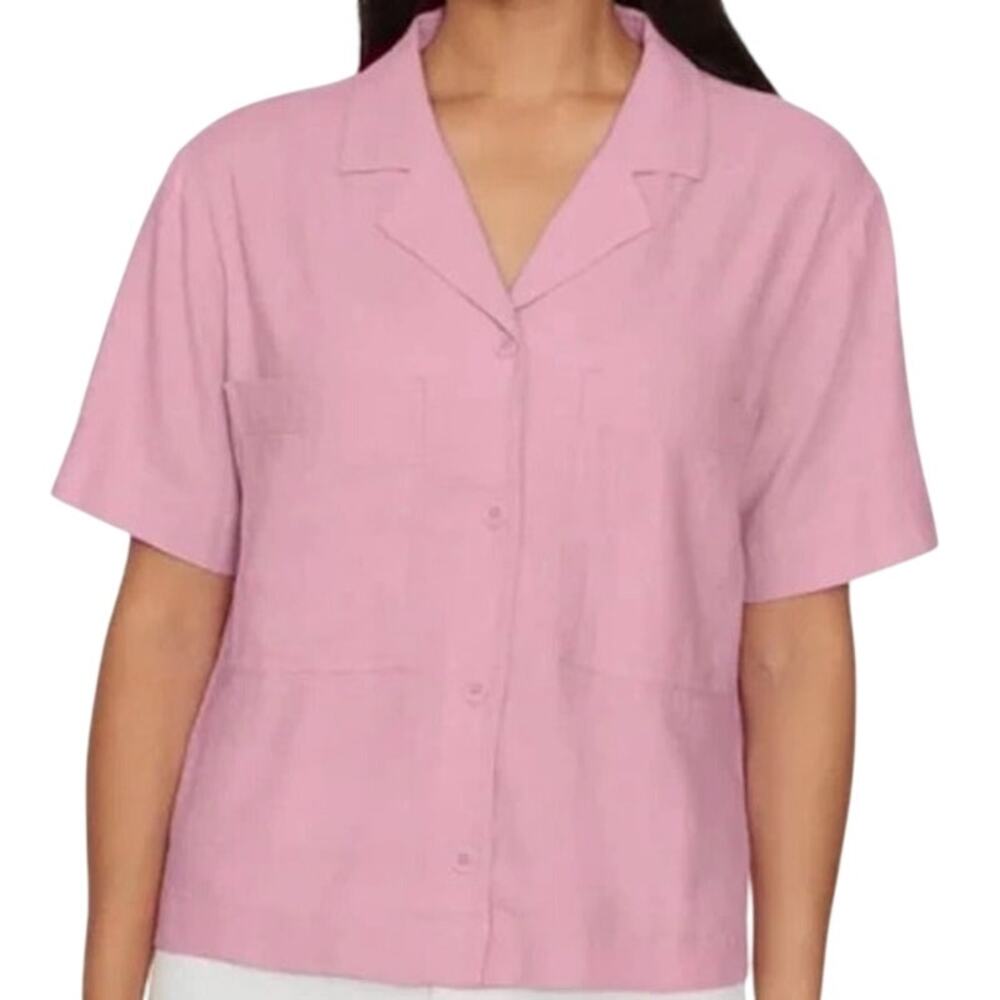 Buffalo David Bitton Womens Fidji Pink Linen Blend Utility Top XL